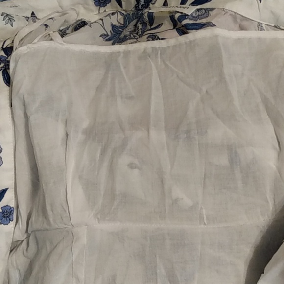 Blue White Floral Ethereal Fairy Lightweight Cotton Garden Milkmaid Shirt dress - Picture 11 of 13